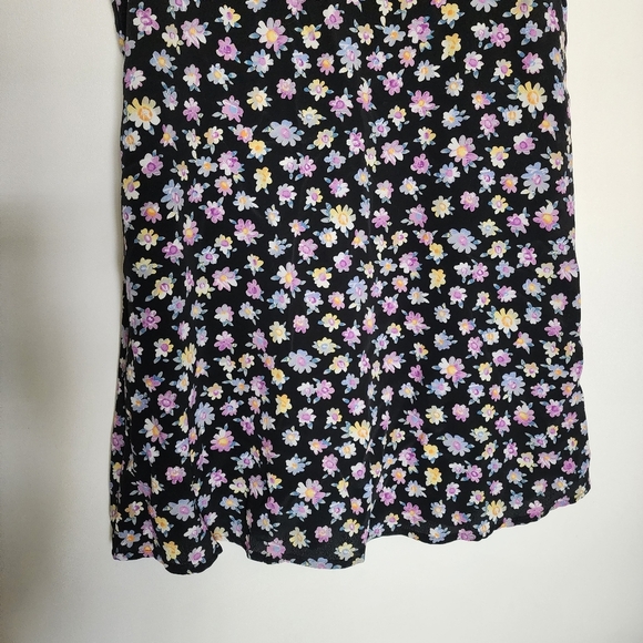 Vintage 90s fit flare black floral mini dress - Picture 10 of 14